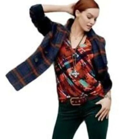 Cabi Oversized Blouse with Tank #3773 Lattice Top Zadie Flower Check Large - Picture 2 of 6